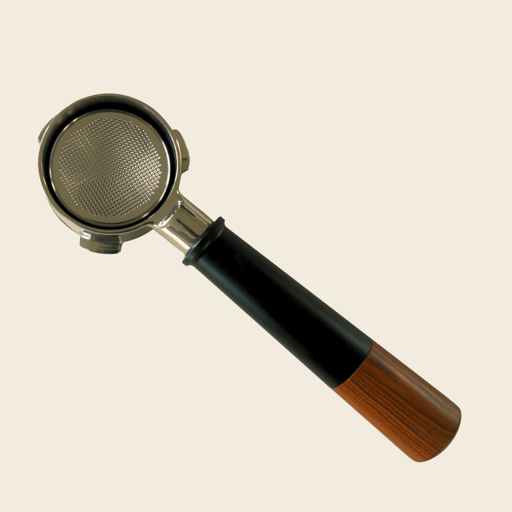 Breville 54mm Bottomless Portafilter – Aluminium & Rosewood Handle — detail view