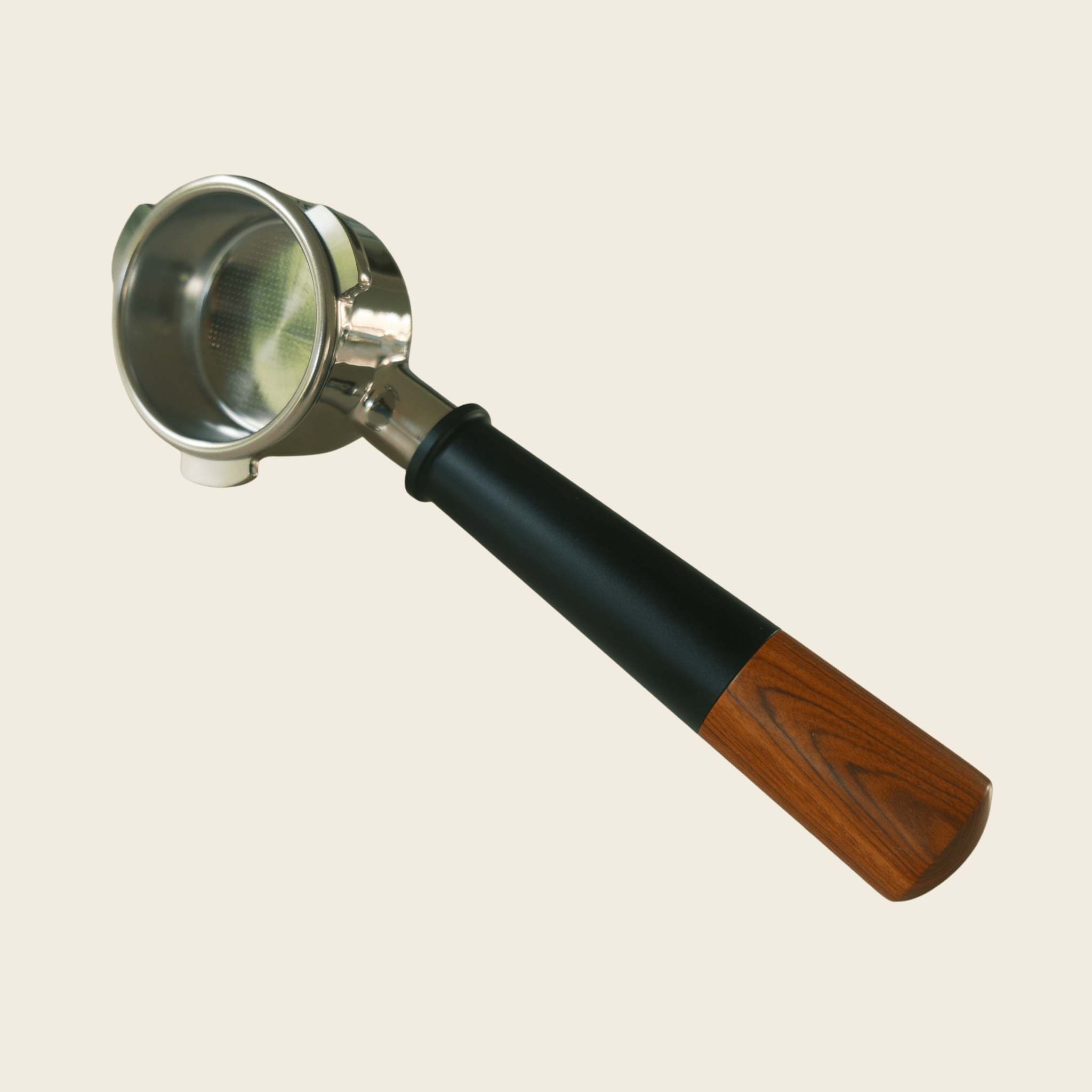 Breville 54mm Bottomless Portafilter – Aluminium & Rosewood Handle — lifestyle shot