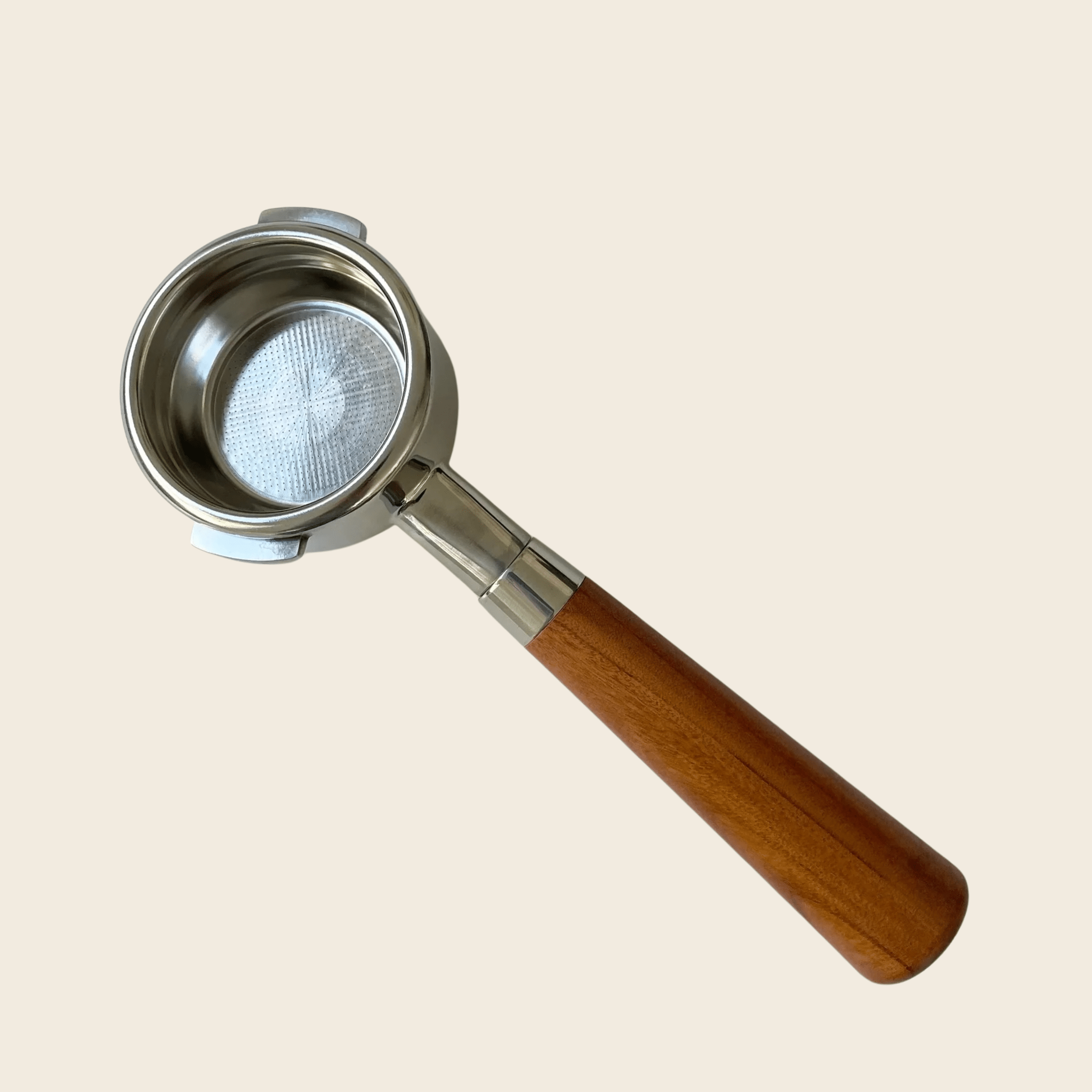 Nuova 58mm - Bottomless Portafilter - Almond Solid Wood — front view