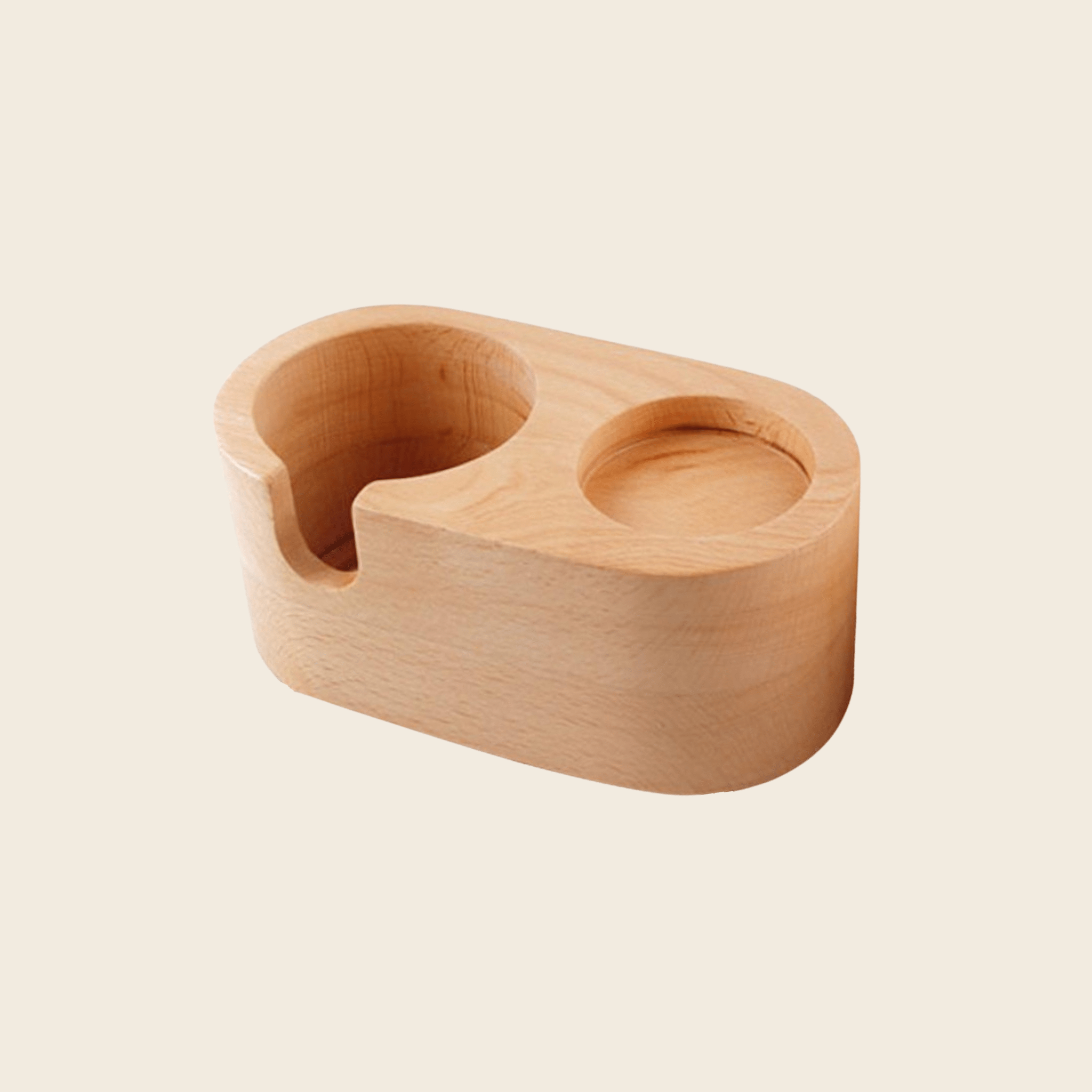 Wooden Coffee Tamper Station And Portafilter Holder - 58mm — front view