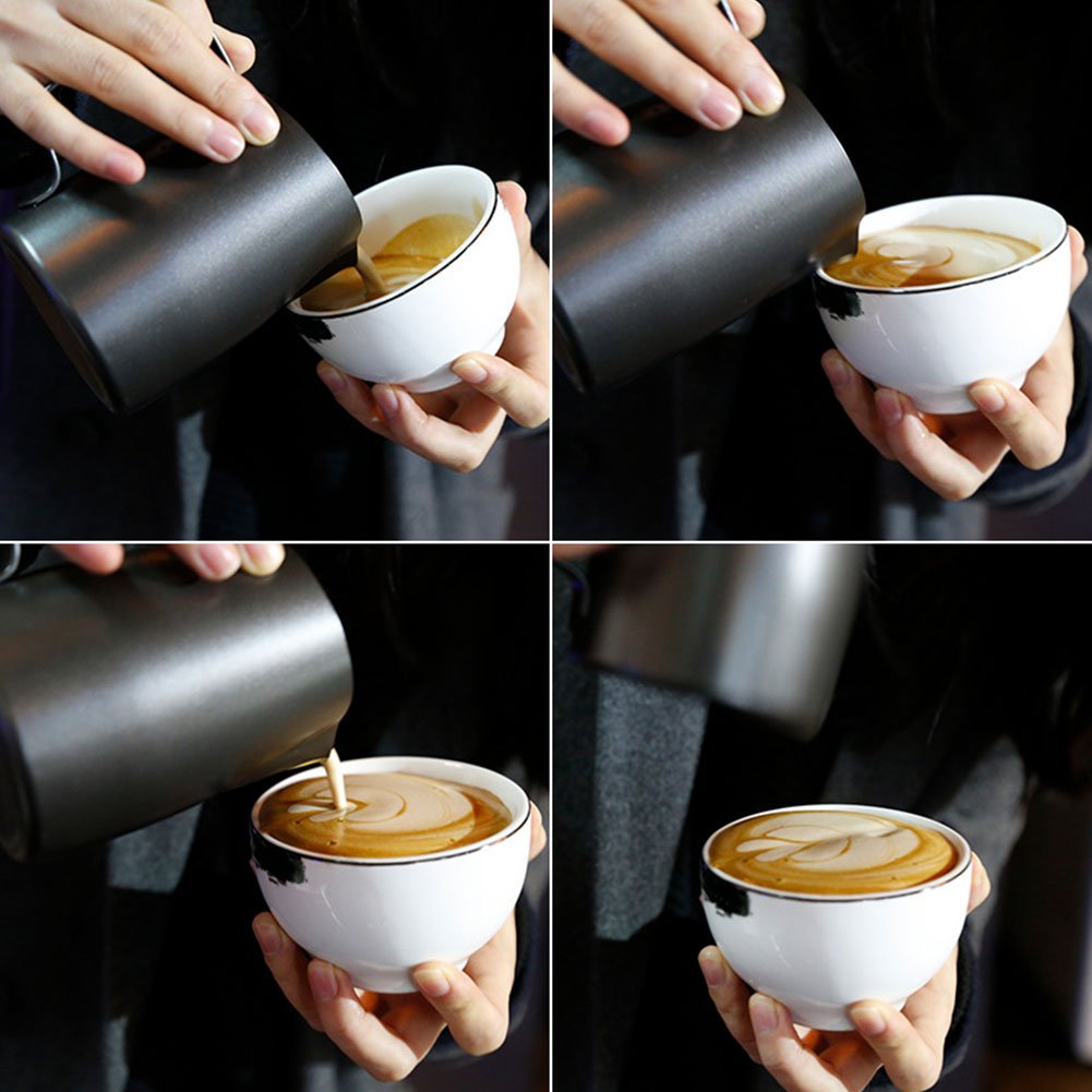 Espresso Milk Frothing Jug - 420ml - Black — lifestyle shot