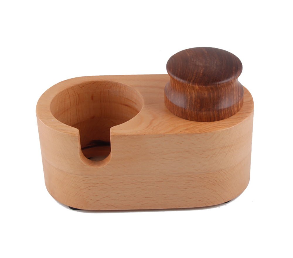 Wooden Coffee Tamper Station And Portafilter Holder - 58mm — lifestyle shot
